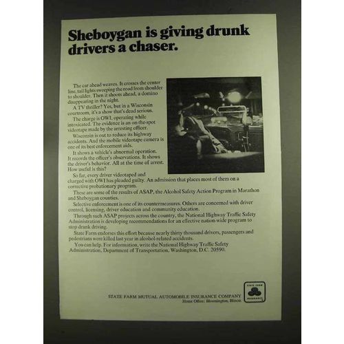 1972 State Farm Insurance Ad - Sheboygan Drunk Drivers