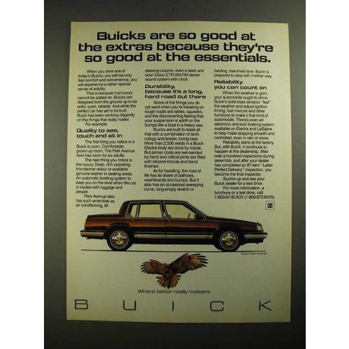 1987 Buick Park Avenue Ad - They're So Good At The Essentials