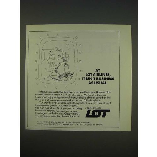 1989 LOT Airlines Ad - At LOT Airlines, it isn't business as usual