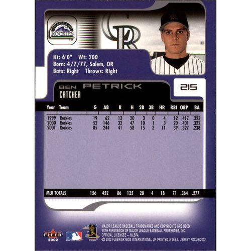 2002 Fleer Focus JE Ben Petrick #215