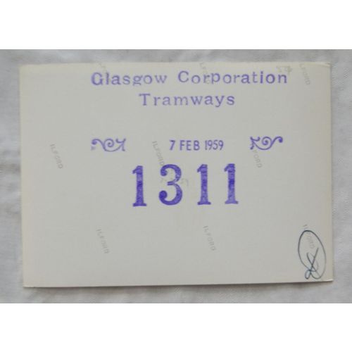 Photo Glasgow Tram no.1311 in 1959