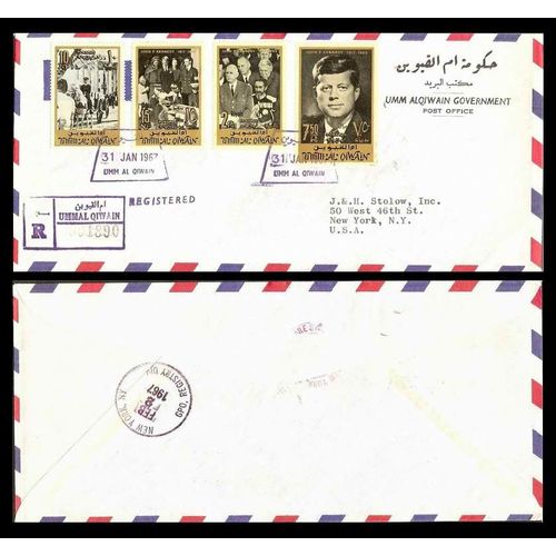 UMM ALQUIWAIN Middle East, JFK John Kennedy Funeral, REGISTERED to USA 1967