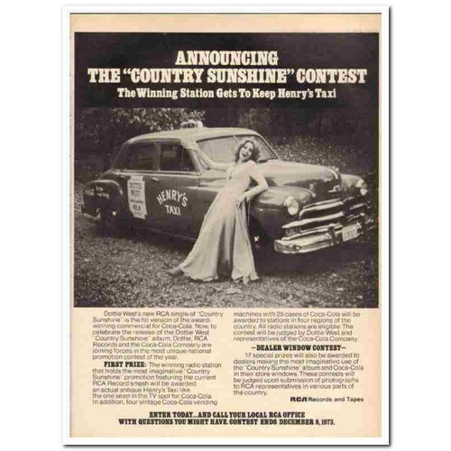RCA RECORDS 1973 Dottie West Country Sunshine single media vintage ad