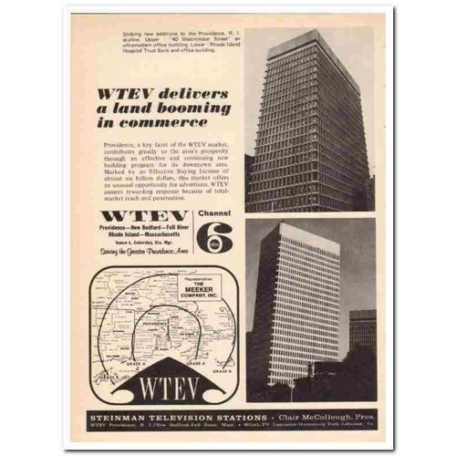 WTEV 1973 Providence RI land booming commerce TV media vintage ad