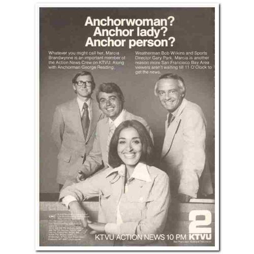 KTVU 1973 Anchor Marcia Brandwynne George Reading TV media vintage ad