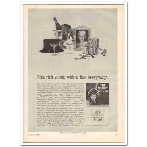 ANGEL RECORDS 1963 EMI The Merry Widow Schwarzkopf music vintage ad