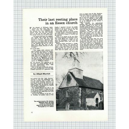(5435) Church of St Andrew Willingale Spain Essex Kello - 1970 Article