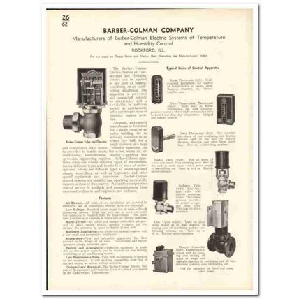 Barber-Colman Company 1935 vintage heating catalog temperature humid