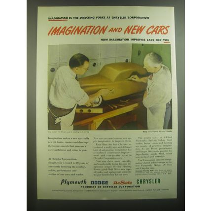 1945 Chrysler Corporation Ad - Imagination and new cars