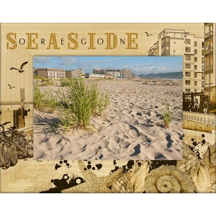 Seaside Oregon Laser Engraved Wood Picture Frame Landscape (3 x 5)