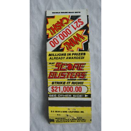 Matchbook cover Score Busters Competition