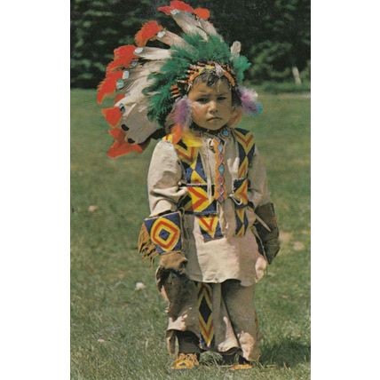 Red India Canadian Child With Headscarf "Pint Size" Indian 1970s Postcard
