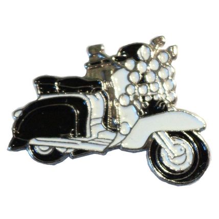 NEW Black & White Lots of Lights Scooter MOD Metal Scooterist Bike Enamel Badge