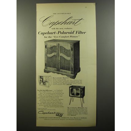 1954 Capehart Montreal and Rhapsody Television Sets Advertisement