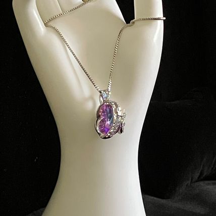 Necklace Crystal Amethyst Heart Shape Butterfly Birthstone Pendant #462