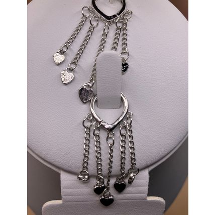 Earrings Black Heart Tassel Earrings #478