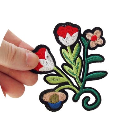 Flower Sew On Patch Flower Badge Decoration Motif Badges 9cm x 9.5cm Plant P246