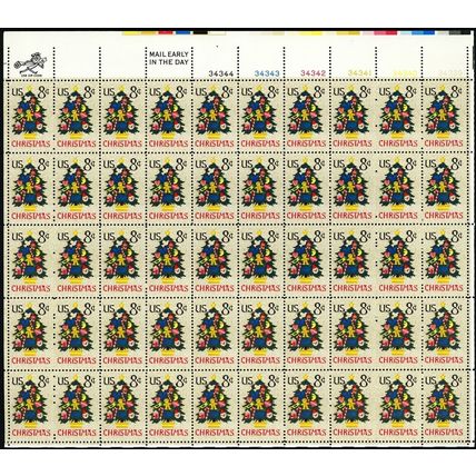 Christmas Tree Sheet of Fifty 8 Cent Postage Stamps Scott 1508