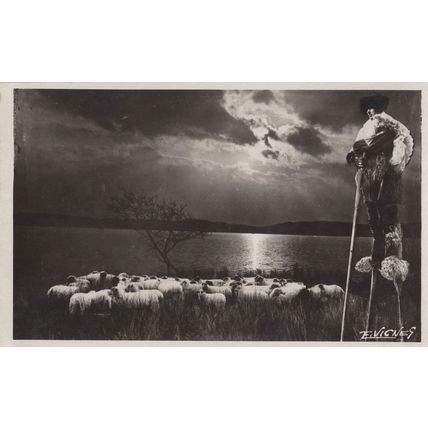 Shepherd On Stilts At Pays Landais France Antique RPC Postcard