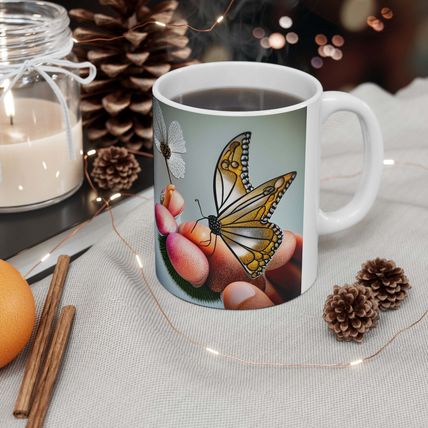 April Diamond Birth Month Colors Fairies & Butterflies #3 Mug 11oz AI Decorative