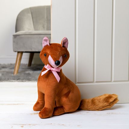 Red Fox Doorstop with Pink Bow Gift Home Decor Decoration 38 CM Fabric Door Stay