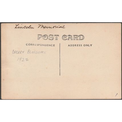 Lincoln Memorial, Washington DC, 1922 - RPPC