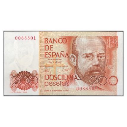 Spain 1980 [BLL] 200 pesetas. Spanish State. Leopoldo Alas Clarín (SC)