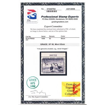 RW25, Mint NH XF $2 Duck Stamp - PSE Graded 90 * Stuart Katz