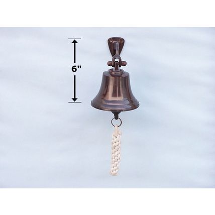 Antiqued Copper Hanging Ships Bell 6""