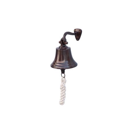 Antiqued Copper Hanging Ships Bell 6""
