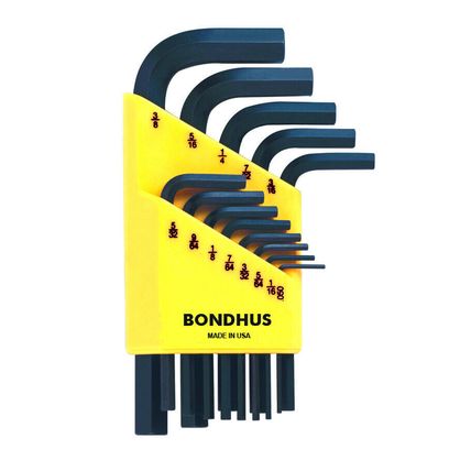 Bondus USA B12237 - Set 13 Hex L-wrenches (.050-3/8") - Short