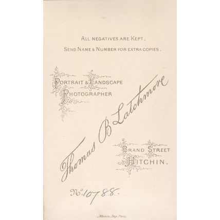 VICT.CDV PHOTO,MAN STOOD BY CHAIR. BY THOMAS LATCHM0RE, HITCHIN