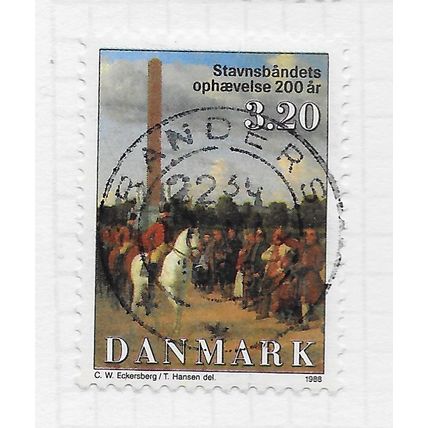 DENMARK DANMARK 1988 ABOLITION OF STAVNSBAAND HORSE PAINTING 3.20K USED