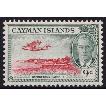 Cayman Islands KGVI 1950 9d Scarlet Grey-Green Sea Plane SG143 Mint MH