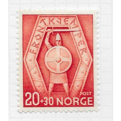 NORWAY 1943 FRONTLINE SOLDIERS SHIELD SWORD CHARITY FUND RAISER MINT MH
