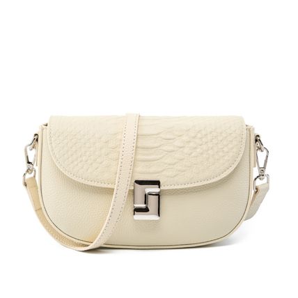 Ladies' Genuine Leather Crossbody Bag Large Capacity Small Square Bag White