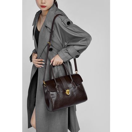 Genuine Leather Women Handbag and Shoulder Bag Brown
