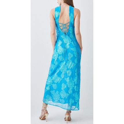 KAREN MILLEN Limited Edition Metallic Iridescent Halter Column Midi Dress BNWT