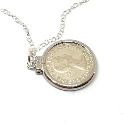 70th Solid Cinch Pendant 1955 Lucky sixpence Birthday Gifts Women S/S 18in SLV