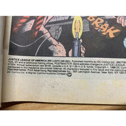 DC COMICS JUSTICE LEAGUE OF AMERICA #250 MAY 1986 (VFN) COMIC (LL)