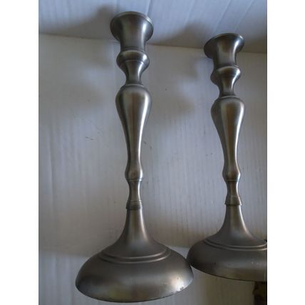 Candlesticks - Vintage Metal - Set of 2 - Height 12 inches - Base 5 inches wide