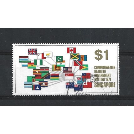 Singapore.SG149 $1 Commonwealth Flags linked to Singapore.Fine Used.Jun25