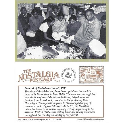 Postcard Funeral of Mahatma Ghandi New Delhi India 1948 - Nostalgia