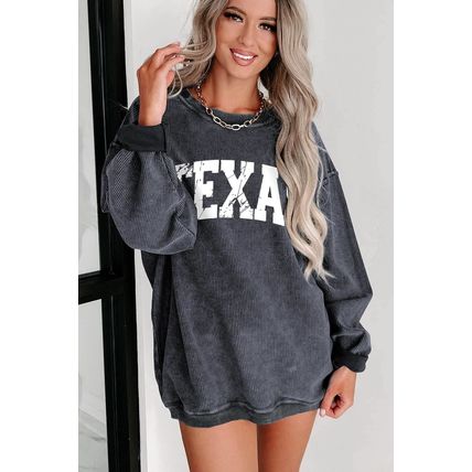 Gray TEXAS Graphic Corded Pullover Sweatshirt