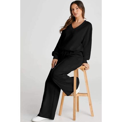 Black V Neck Cropped Seamed High Waist Sports Wear
