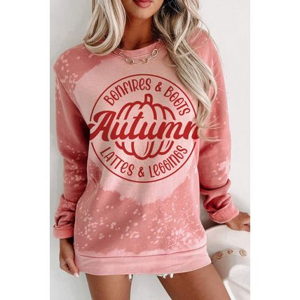 Pink Tie Dye Autumn Pumpkin Graphic Drop Shoulder Sweatshirt