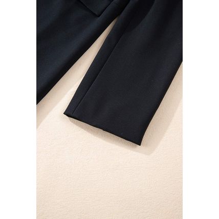 Black Lapel Flap Pocket Buttoned Blazer