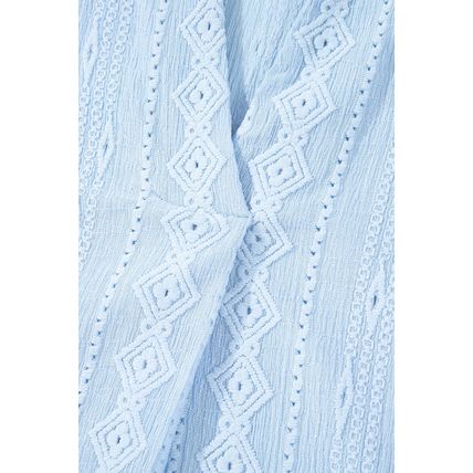 Beau Blue Jacquard Texture Flared Short Sleeve Notched Neck Mini Dress