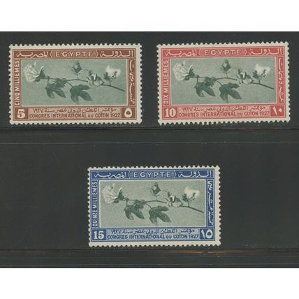 Egypt 125-127, 1927 Cotton Congress, VF, Mint, LH (EG480)