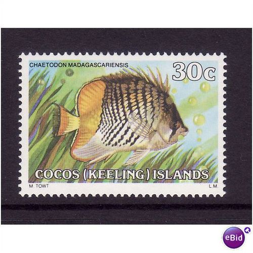 COCOS KEELING IS 1979 30c MADAGASCAR BUTTERFLY FISH SG 41 U/M MINT